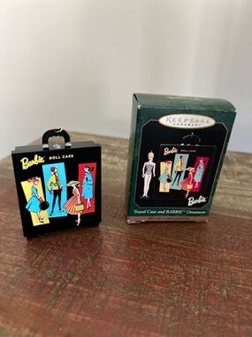 Hallmark Travel Case & BARBIE Miniature Ornament Barbie Swim Set of 2 NMIB 1999